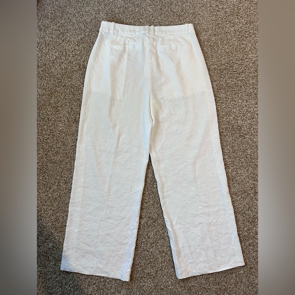 J. Crew White Linen Blend Pants High Rise Wide Leg Size 10 - Picture 6 of 11